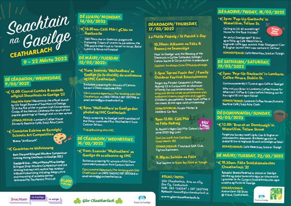 Seachtain  na Gaeilge brochure